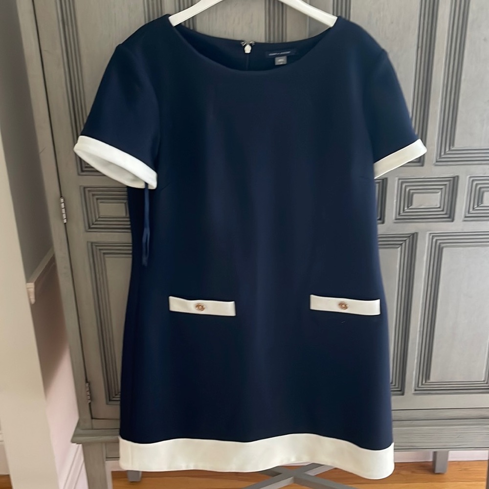 Used good condition Tommy Hilfiger size 16 navy and white short sleeve dress